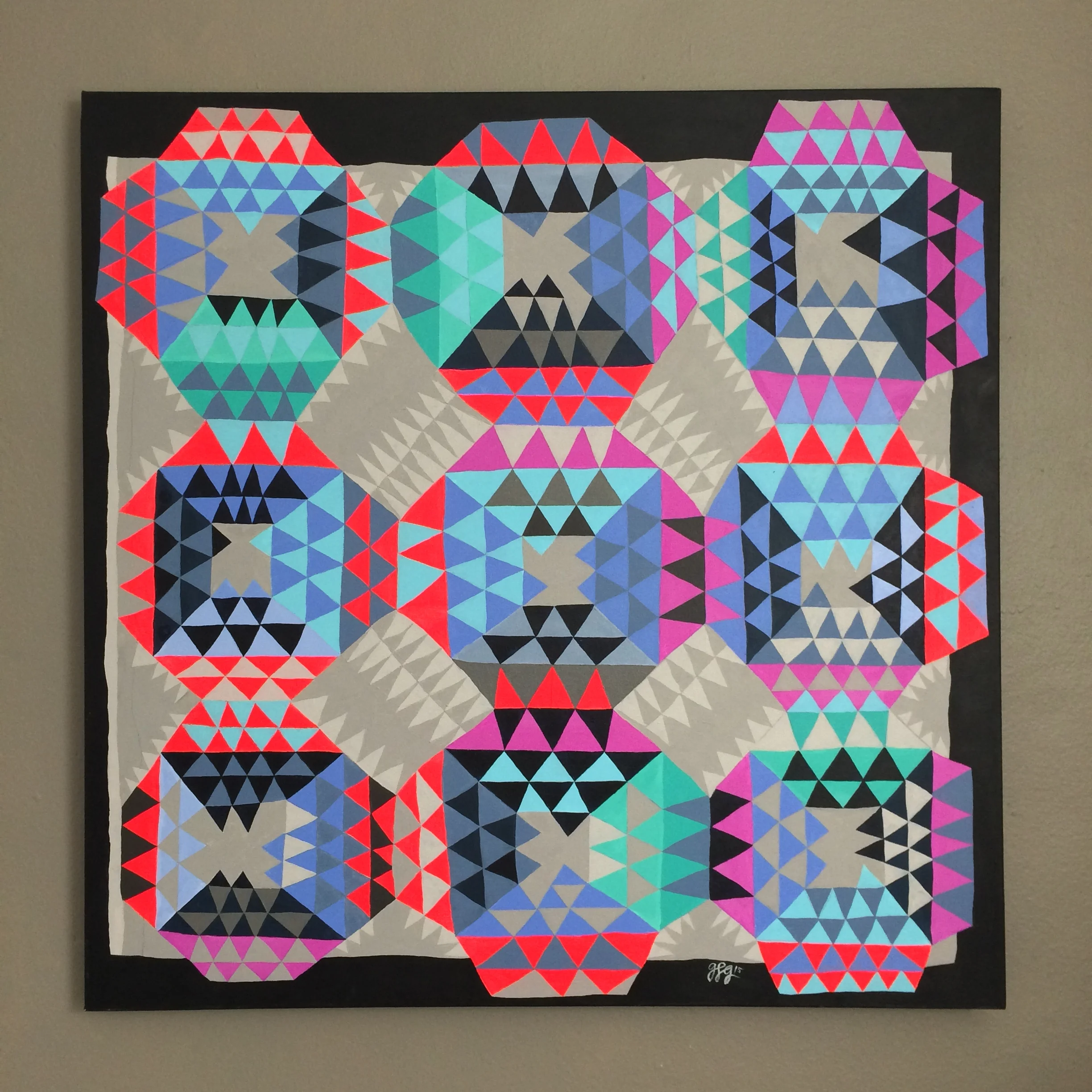 ocean waves i; acrylic and graphite on canvas, 36"x36"