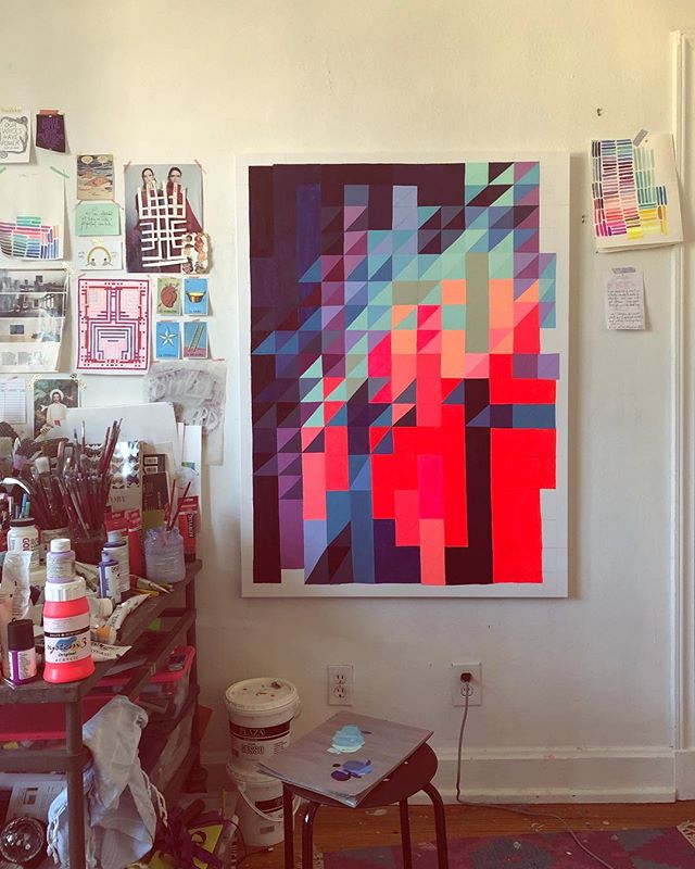 Woke up this morning and wondered what that weird light was ☀️HELLO THERE, SUNSHINE☀️ so obviously I&rsquo;m celebrating by working indoors with natural light, haha #wip #studio #sundaze .
.
.
.
#nashville #nashvilleart #nashvilleartist #artistoninst