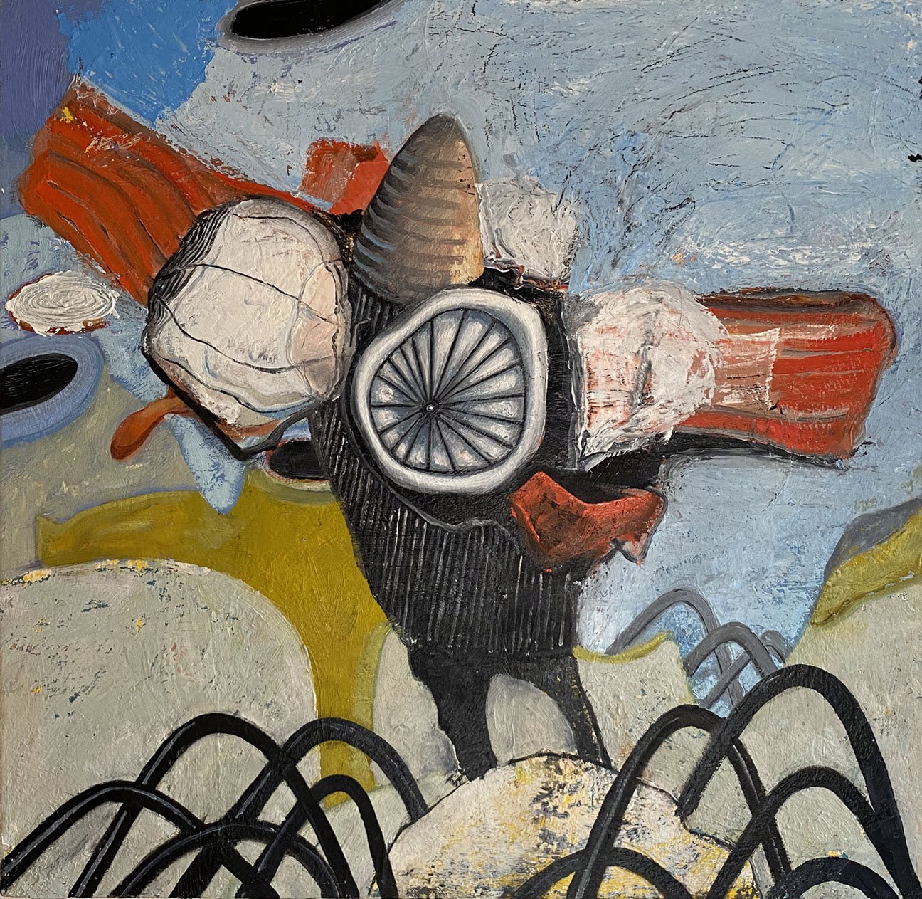 FIGURE WITH VASES AND REBAR