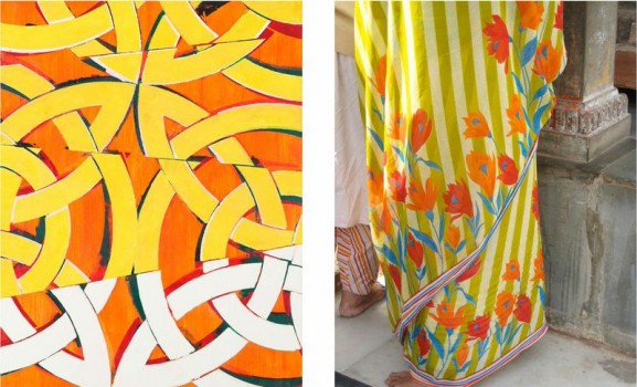 Left: Code Switching oil and acrylic on panel 23 x 18″ 2012