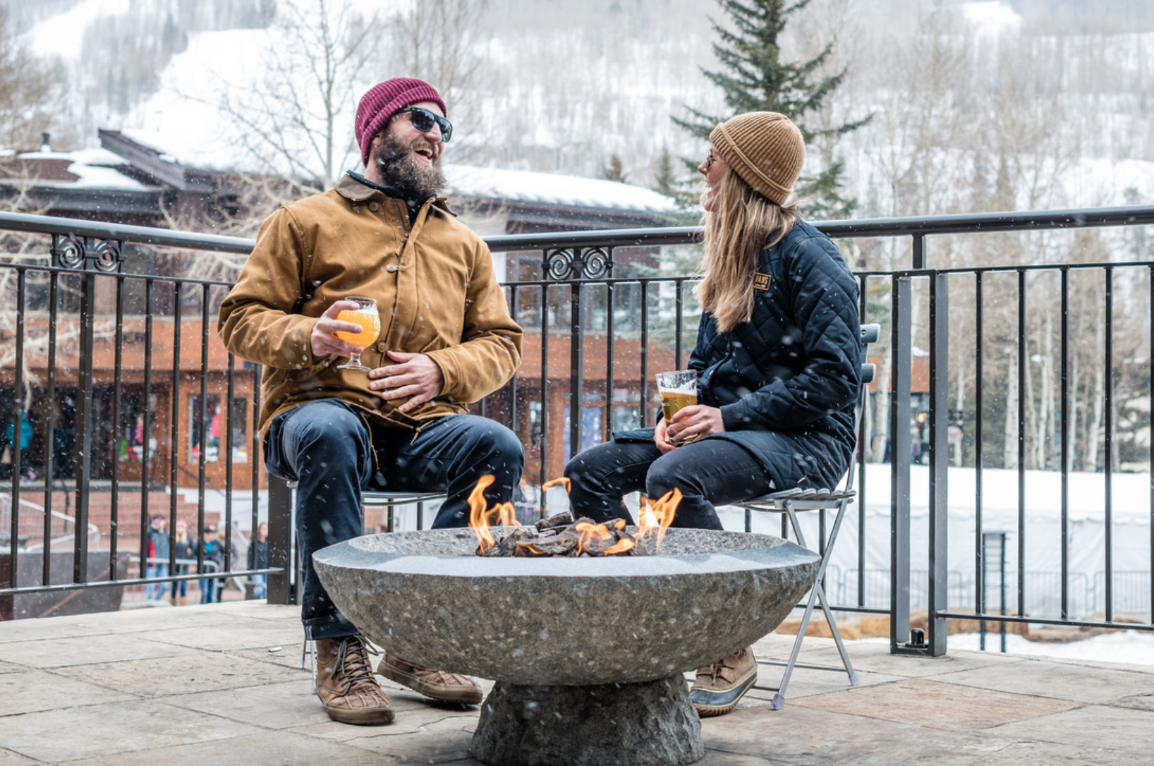 The patio fire pit at Vail Brewing Co.