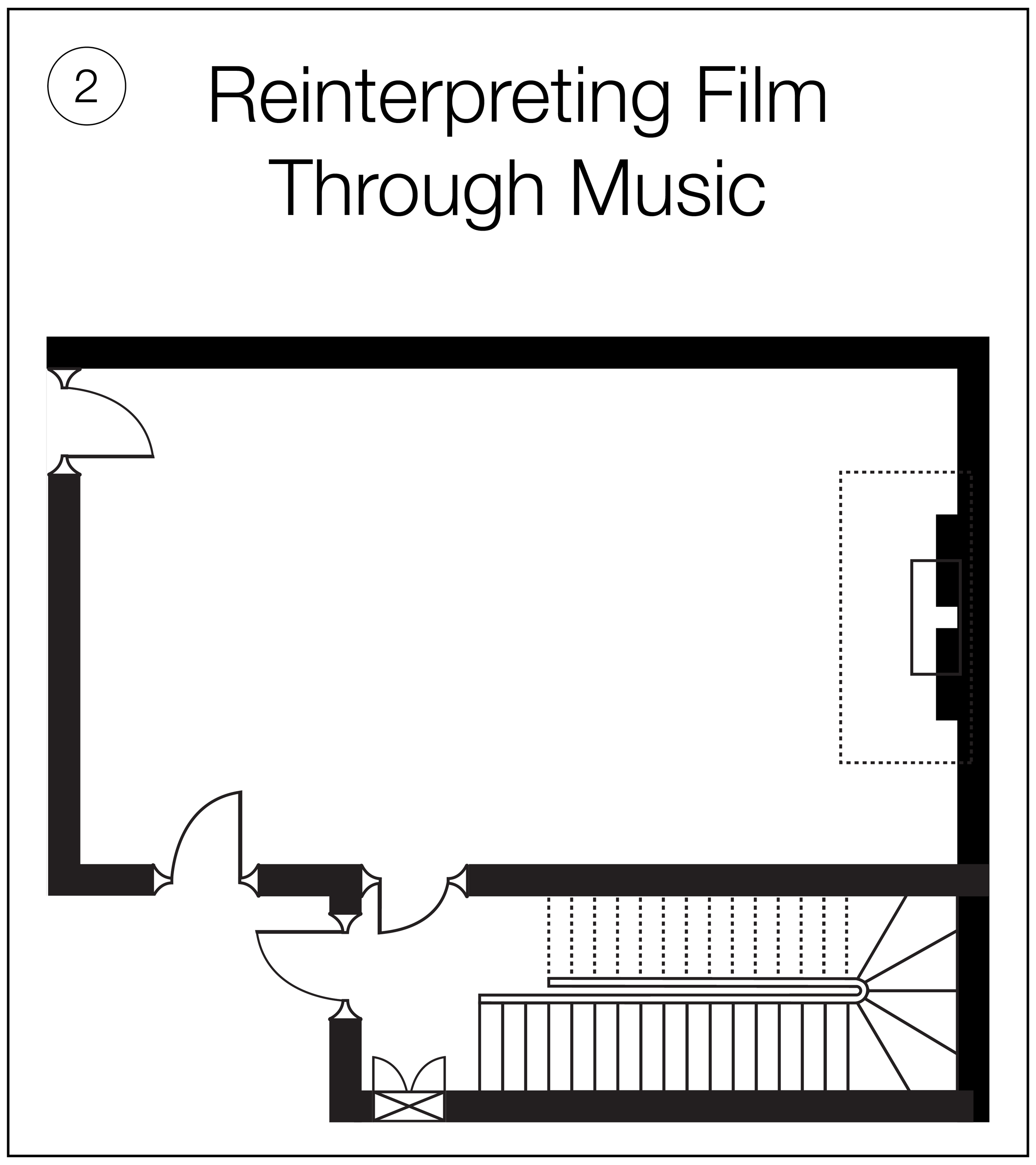 This unique exhibition explores the power of music to create multiple interpretations for the visual image through vignettes of film. Pieces by Conor Buckley, Éna Brennan, Jake Morgan, Matthew Whiteside, Shell Dooley and Stephen Kavanagh. Recorded by members of Kirkos Ensemble.
