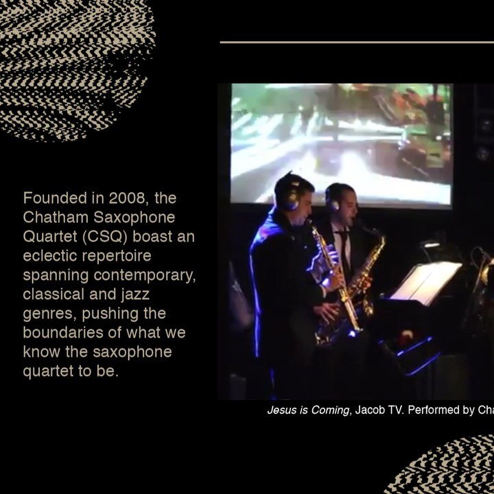 🎷 🎷 🎷 🎷 Just a week to go until our concert with Chatham Saxophone Quartet in @thesugarclub ! Tickets on sale now, link in bio. 
Videos from @thedockarts on YouTube. 
#newmusic #saxophone #saxophonequartet #irishmusic #contemporarymusic #jacobtv 