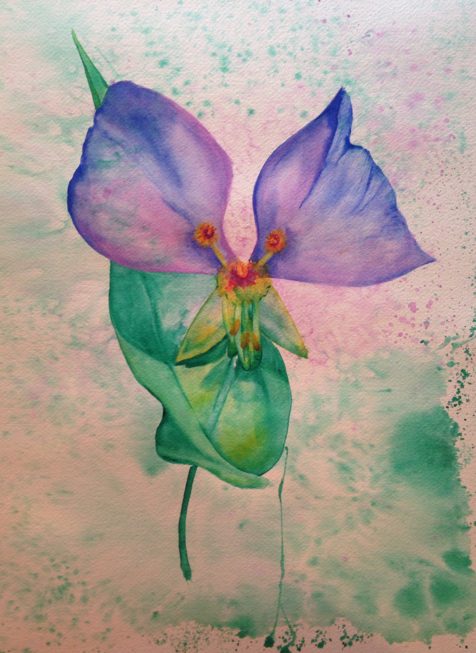 My Friend, the Flower salt scrubbed water color on cold press paper 12" x 16" $500