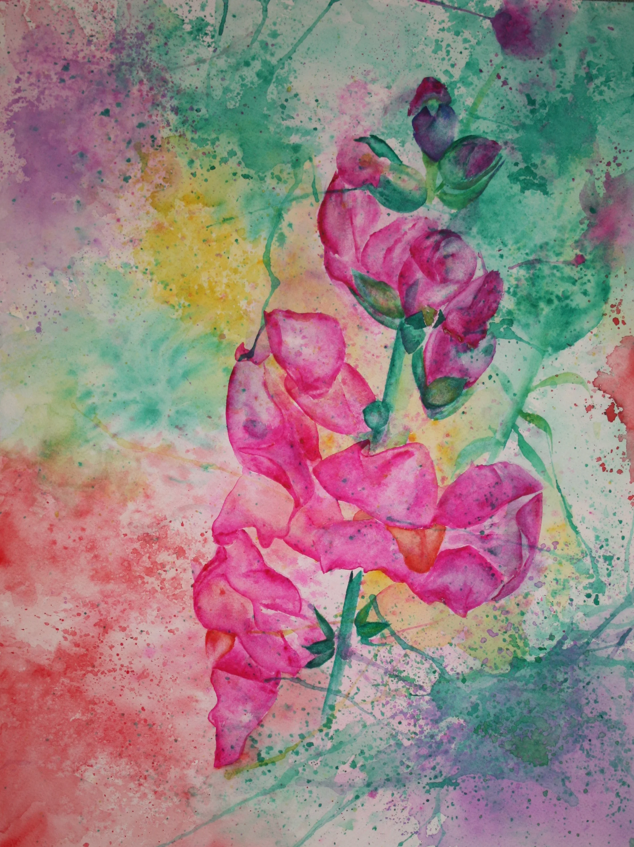 The Garden at Sunny Side salt scrubbed water color on cold press paper 12" x 16" $500