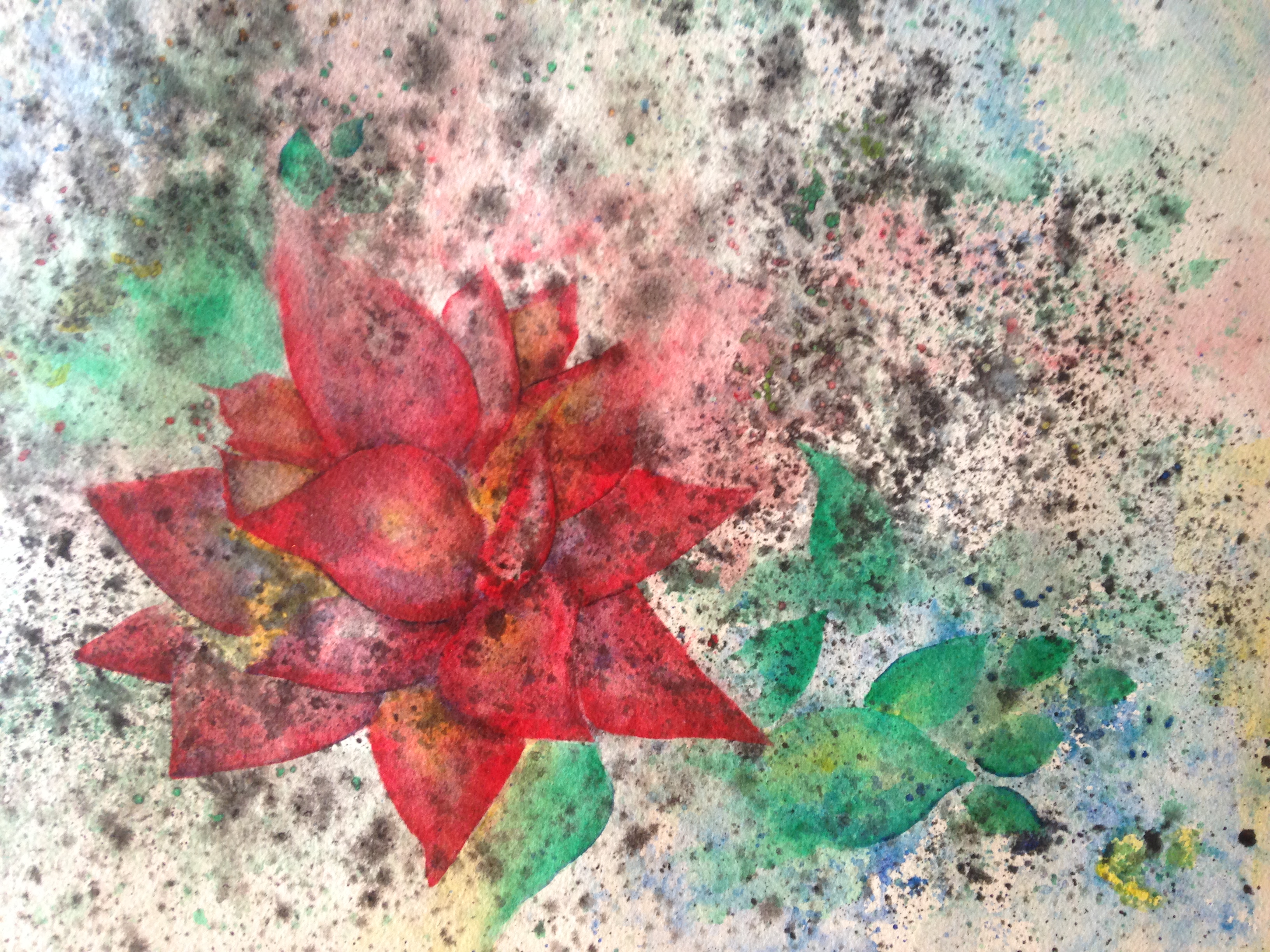Del Curto Rose salt scrubbed water color on cold press paper 12" x 16" $500