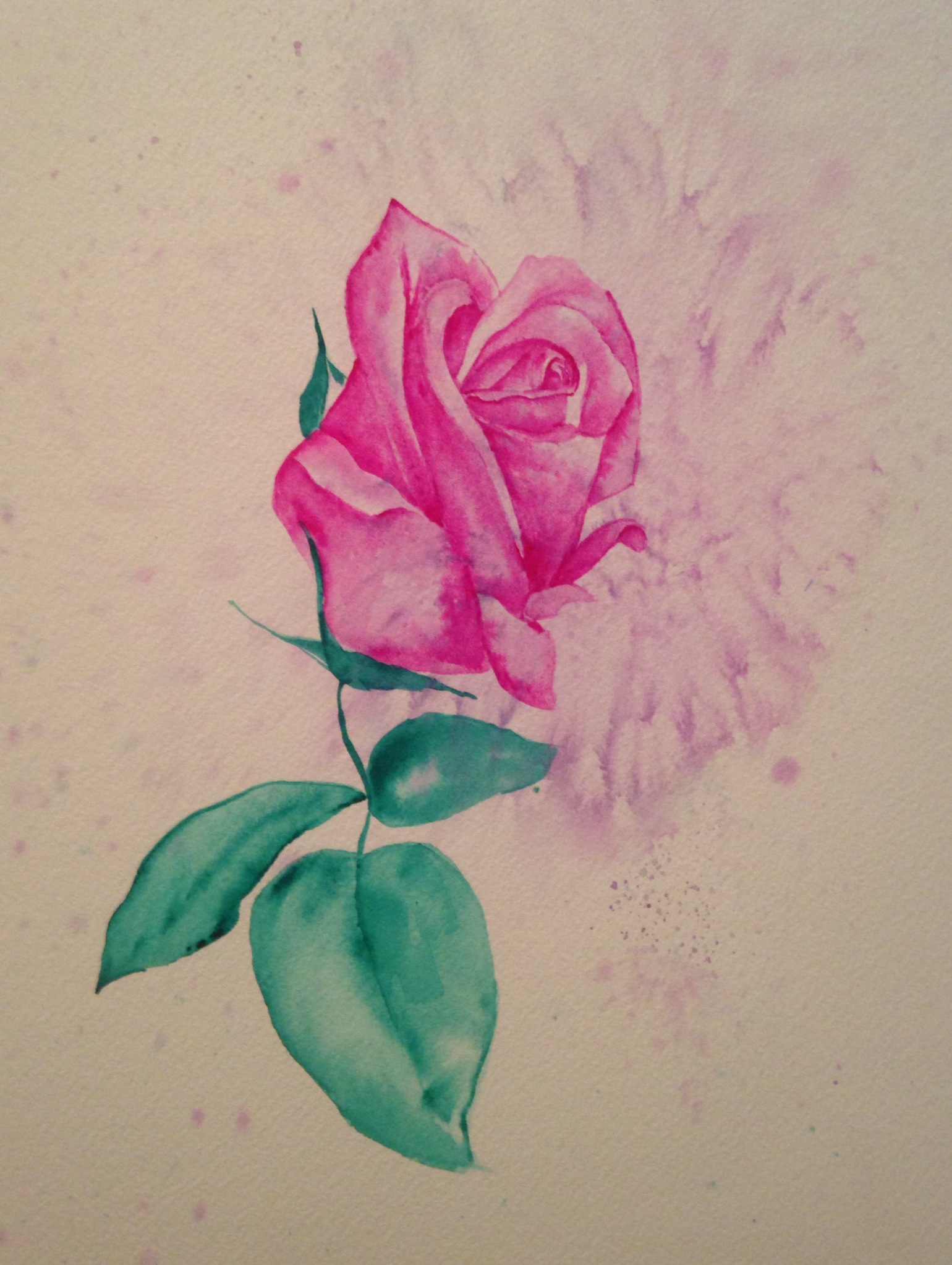 The Rosebud of Valley Oak salt scrubbed water color on cold press paper 8" x 10" $275