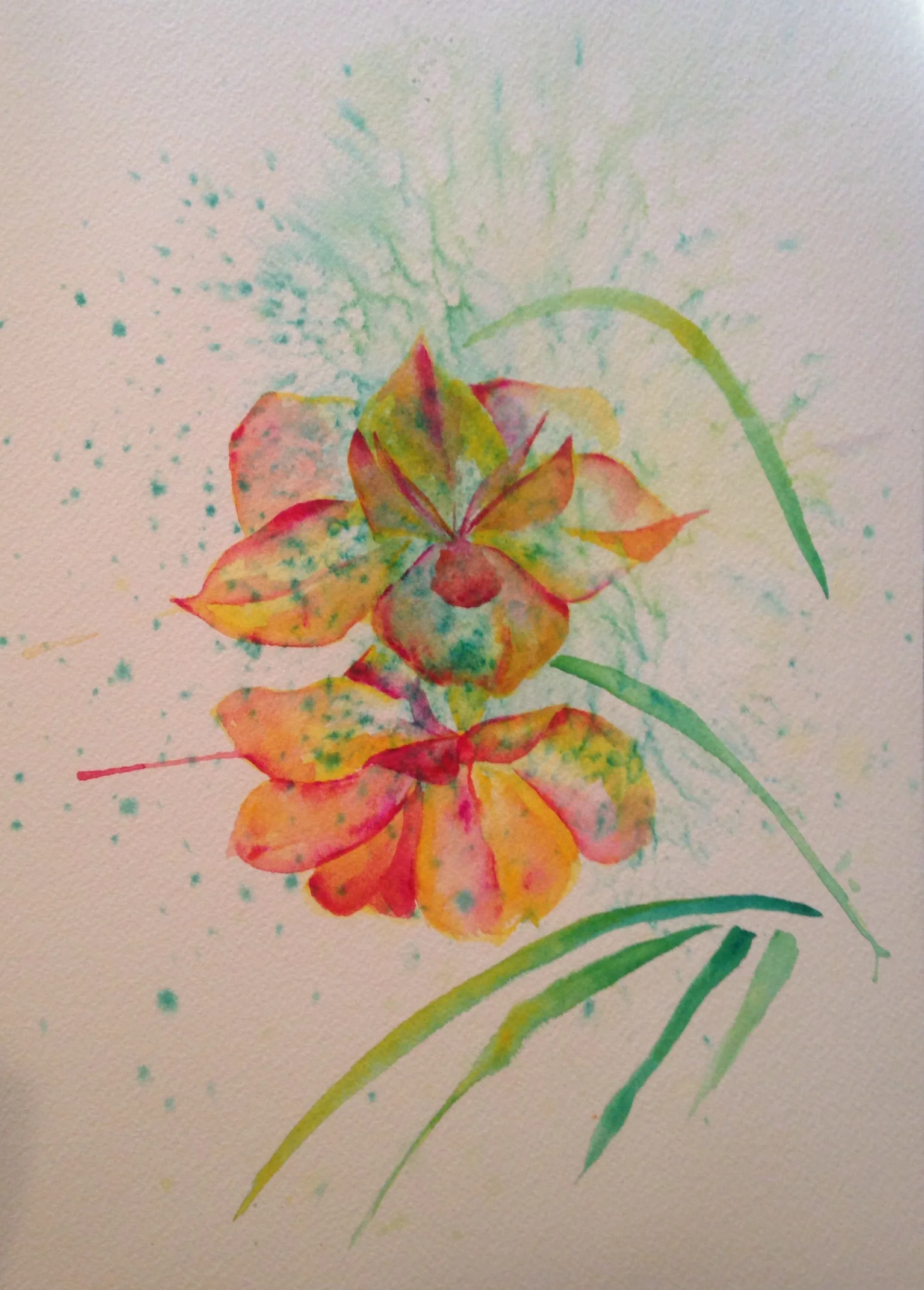 Cinnamon Path's Blossoms salt scrubbed water color on cold press paper 8" x 10" $275