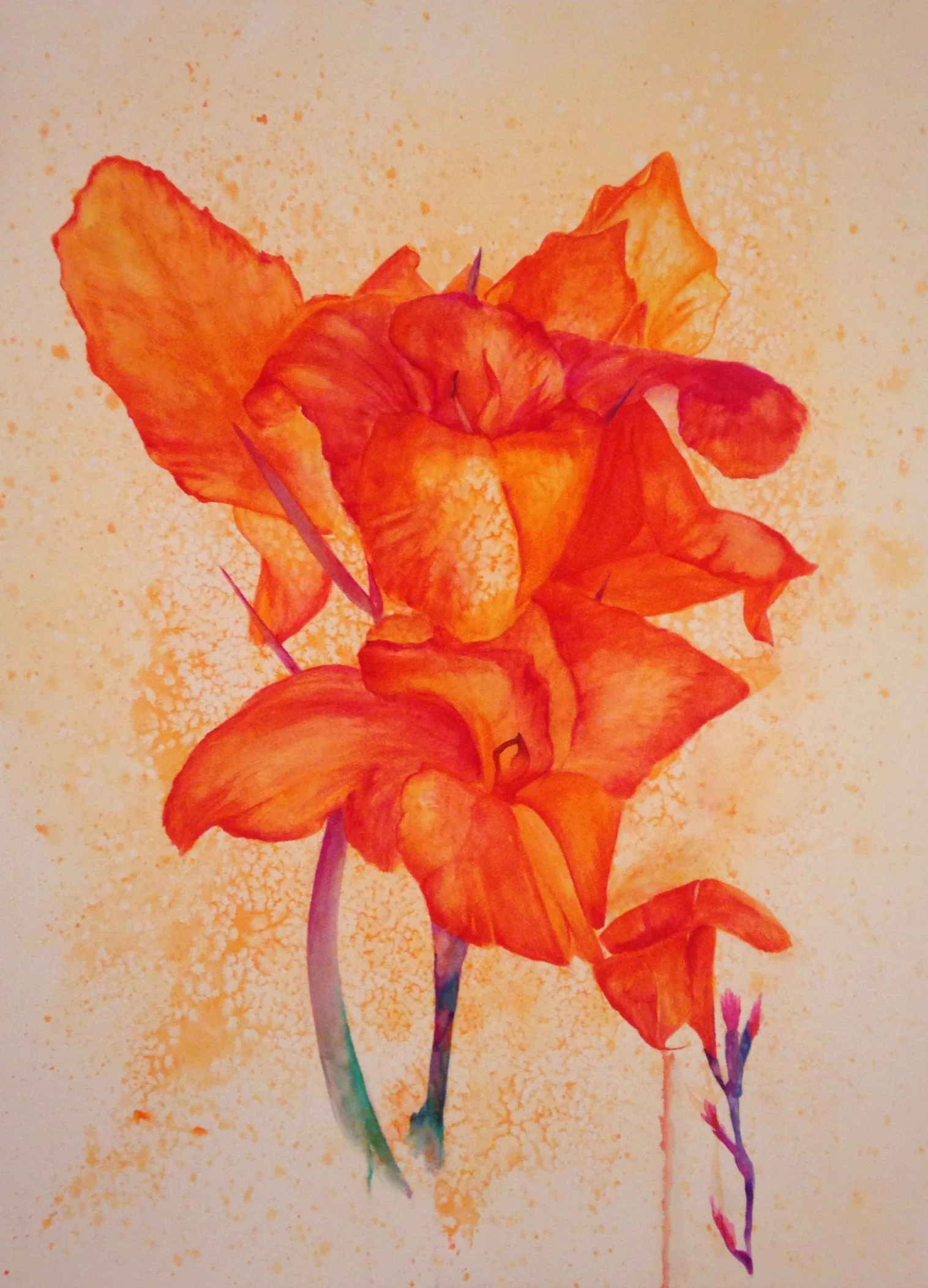 Sunshine salt scrubbed water color on cold press paper 20" x 28" $1000