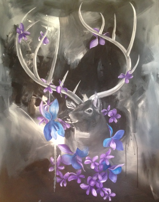 Eleven Point Buck with Wood Violets