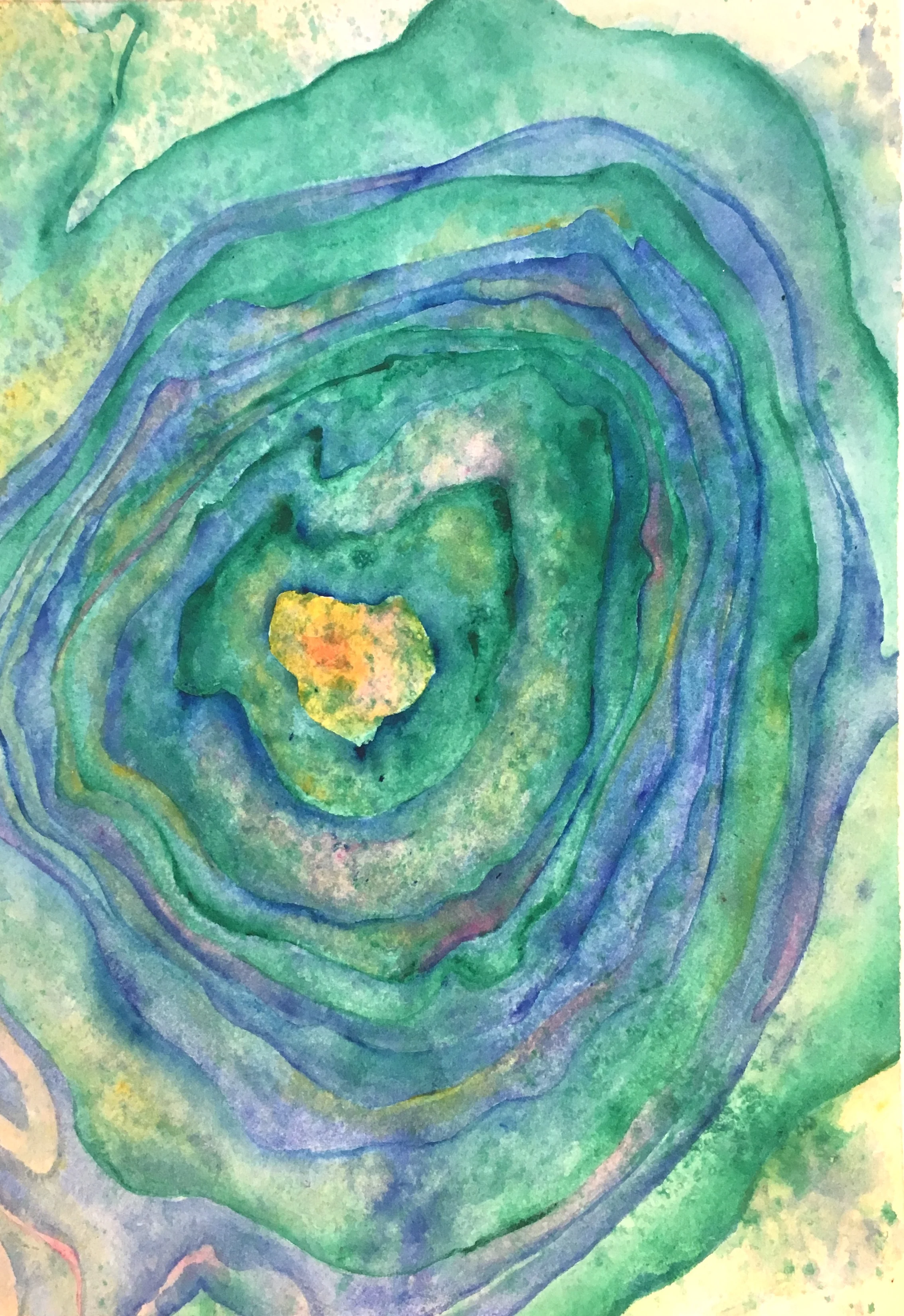 Topographic Map of Enchanted Rock Watercolor on Saltscrubbed Paper 10” x 14” $500