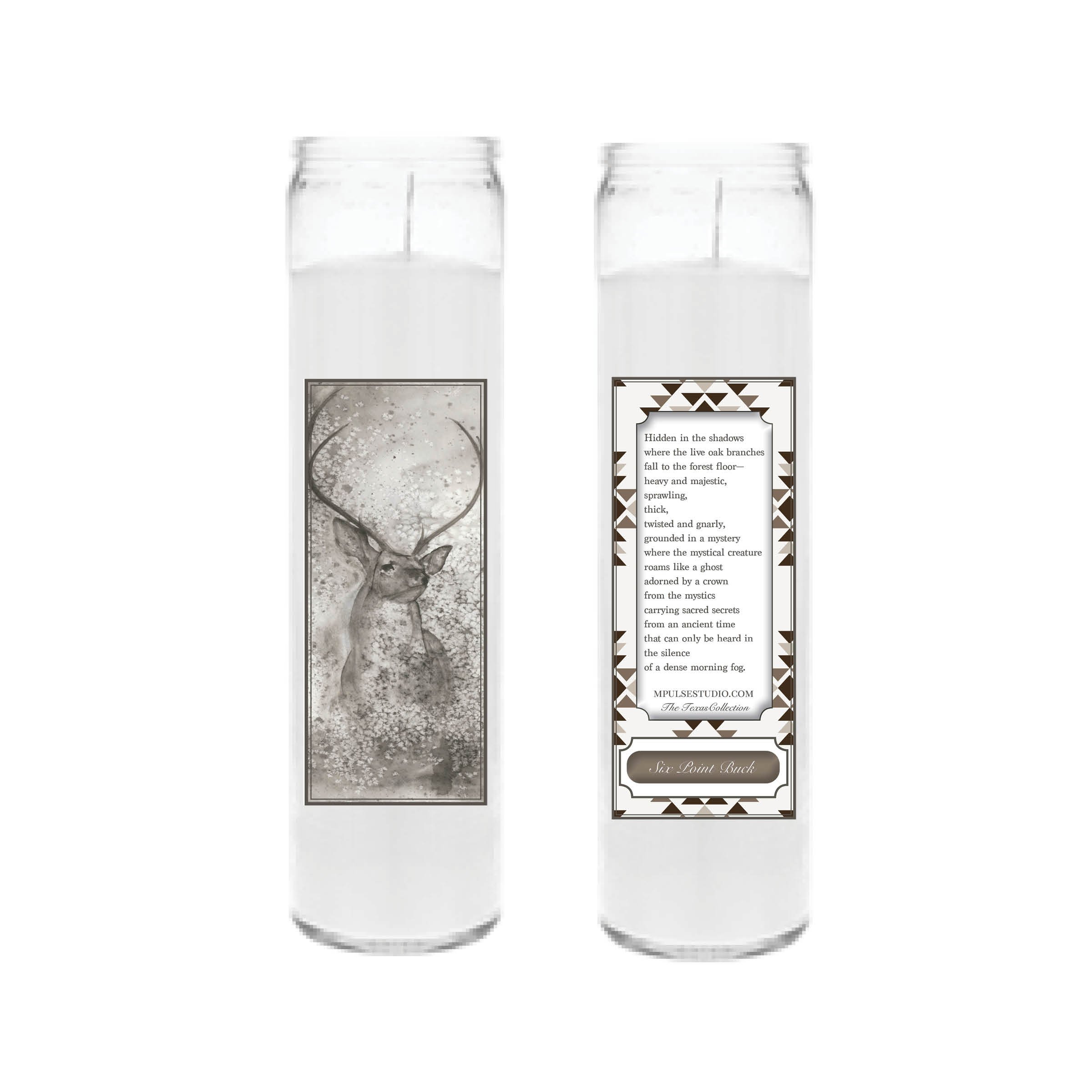 Six Point Buck Candle - front and back.jpg