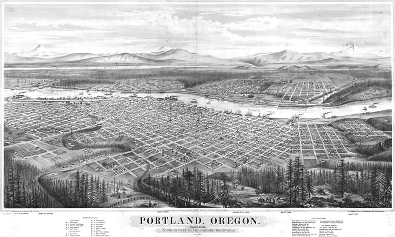 A view of Portland in 1879, before there were any bridges! ( Via )