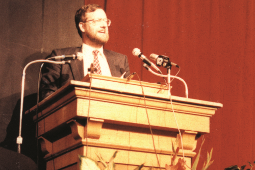 David Rockefeller presents GHS with the Rockefeller Brothers Fund Arts in Education Award in 1984. This national honor is only presented to 8 high schools annually.