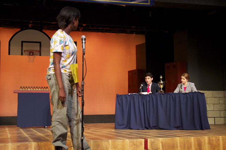  Audience volunteer Naya Foster has some questions for the judges. 