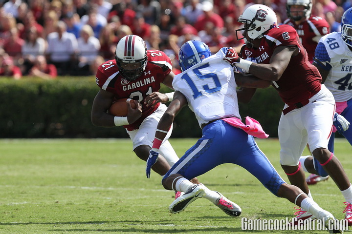 Staff Photo by C.J. Driggers: South Carolina ran for 288 yards against Kentucky, the most in the Spurrier Era at the time.
