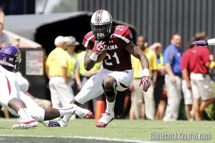 Staff Photo by Chris Gillespie: Marcus Lattimore scored his 33rd career touchdown against the Pirates.