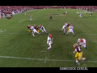 Shaw's ability to step up in the pocket with confidence was not seen by the prior two Cleveland QBs.