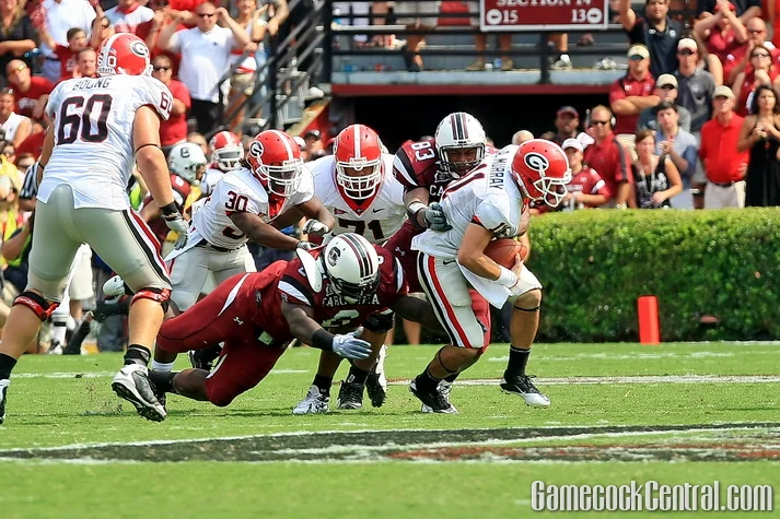 Staff Photo by Paul Collins: Aaron Murray led the Bulldogs to one touchdown in two trips to Williams-Brice Stadium.