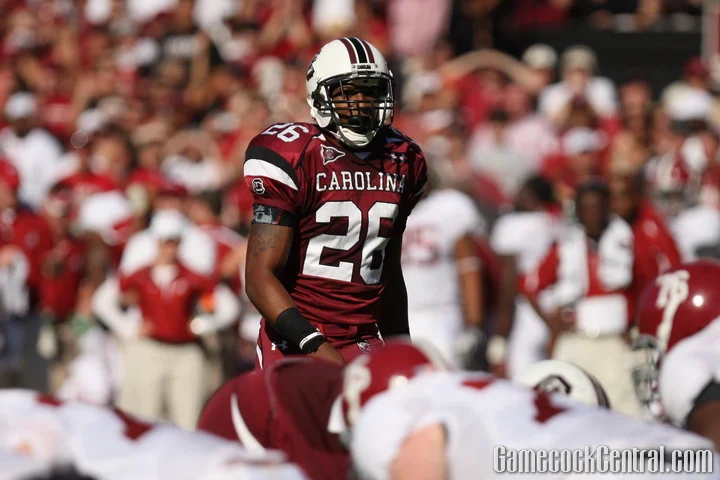 Staff Photo by C.J. Driggers: Antonio Allen and the Gamecock defense held the Crimson Tide to 36 rushing yards
