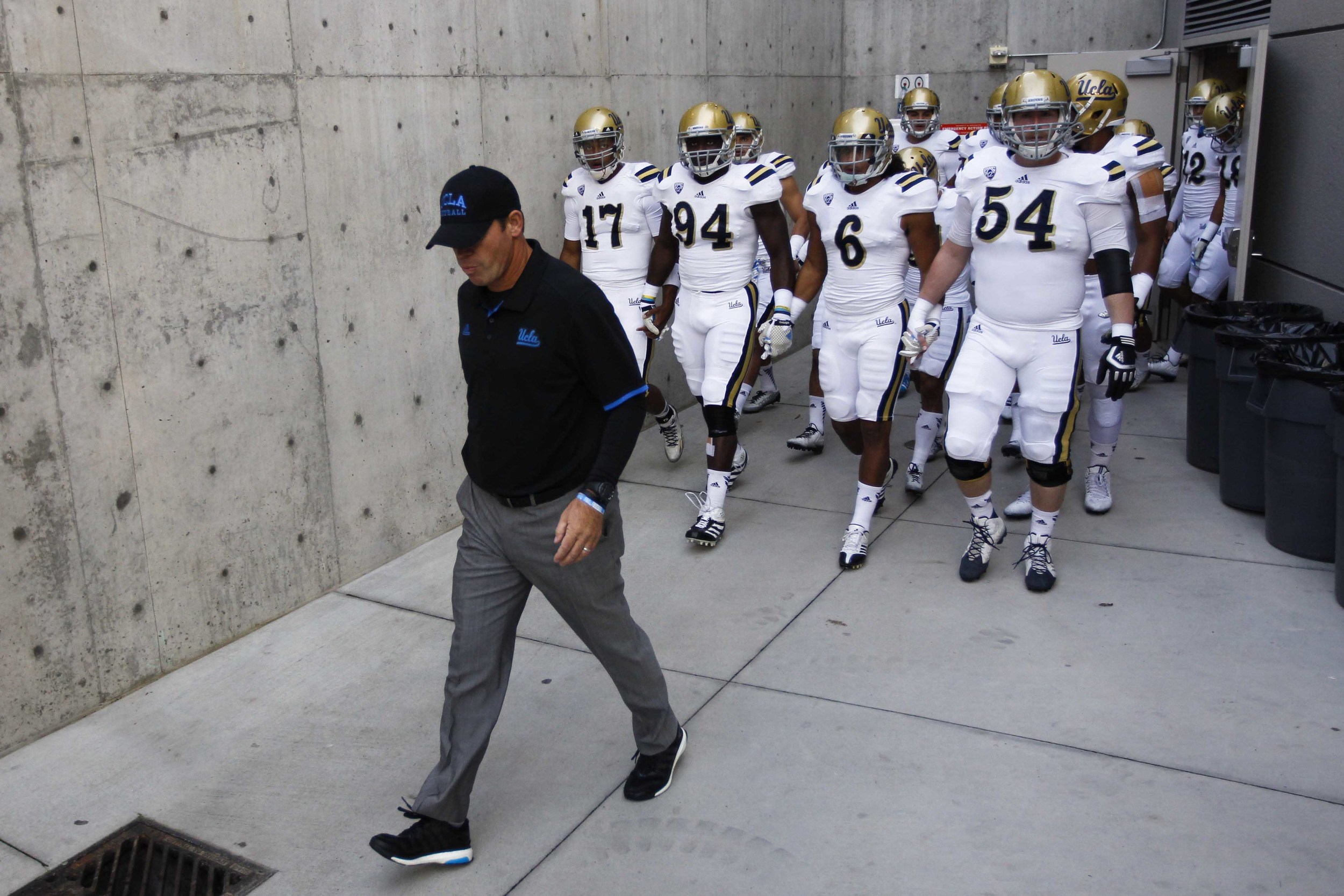 Jim Mora makes the team live and die by the "buddy system". You lose your buddy, you're going to lose the game. Simple as that. Now everybody hold hands.