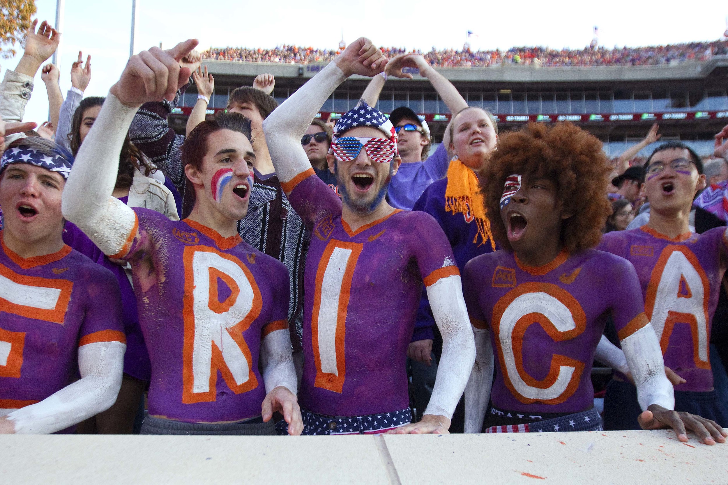 I'd like to imagine one of these guys convinced his buddies to paint his ex-girlfriend's name on their chests in an attempt to win her back. You got out at the right time, Erica.