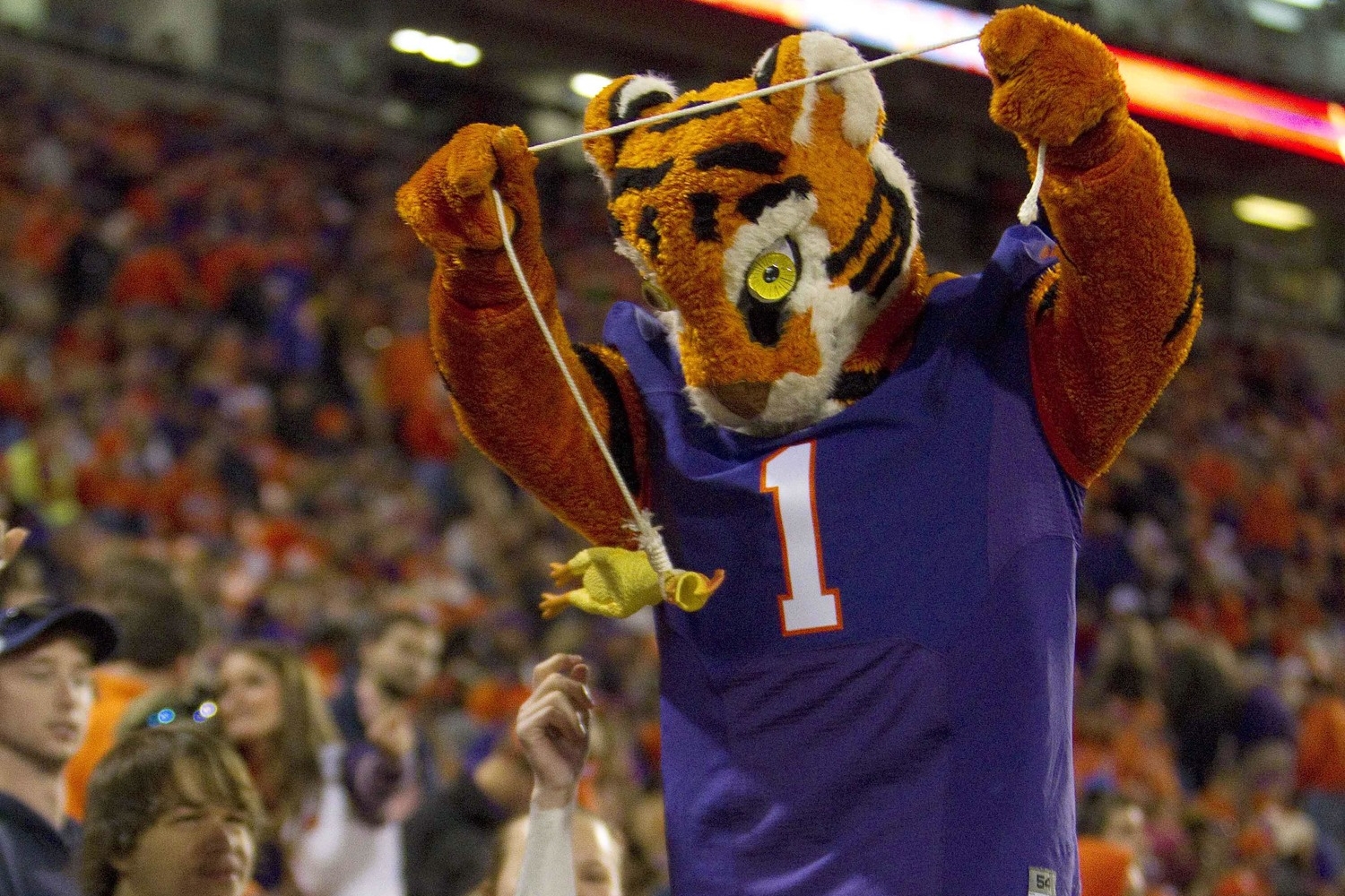 Jesus, Clemson's mascot is so creepy. He looks like one of those old wool dolls you'd find in an antique store owned by racists.