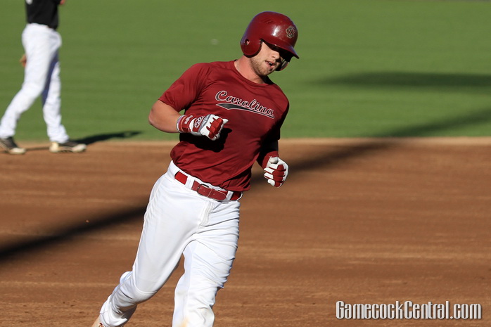 Staff Photo by Paul Collins: Coleman after his home run in the Garnet and Black World Series. 
