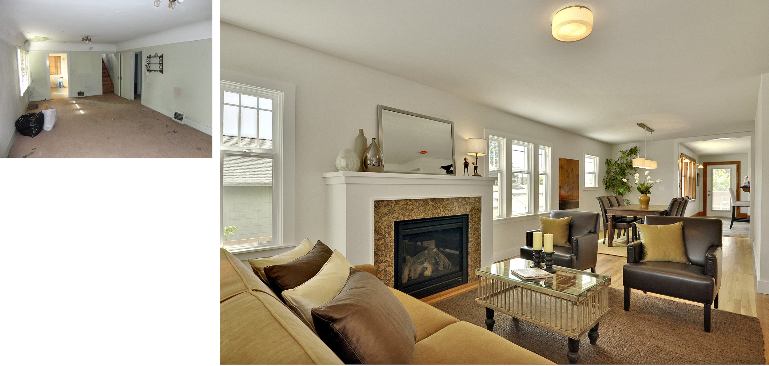 Living Room to Dining Room & Kitchen