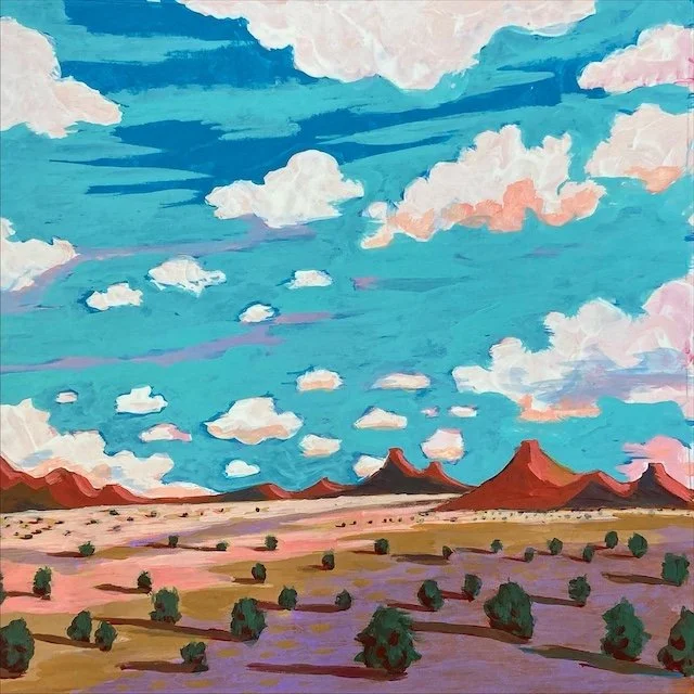 Outside Marfa Texas / Acrylic on primed paper