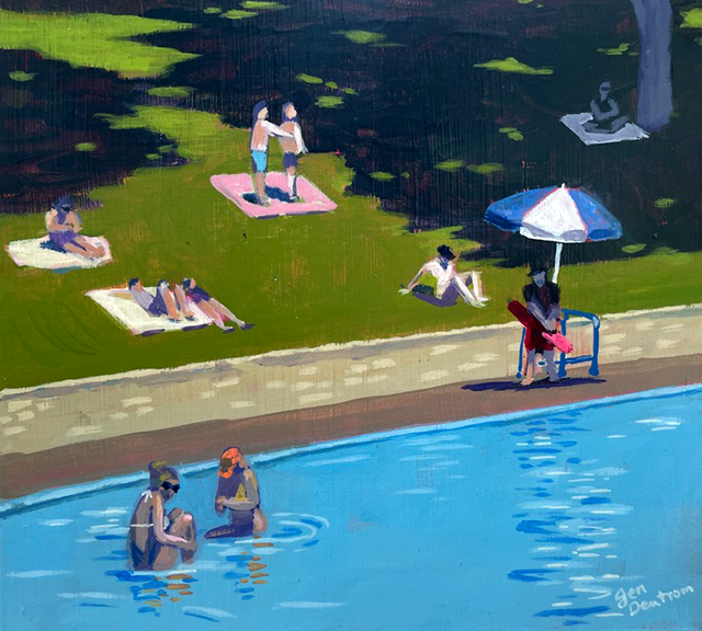 Sunbathing on the hill at Deep Eddy