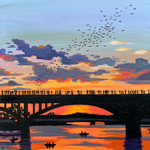 The Crowds Watch Bats Over Congress Ave Bridge at Sunset