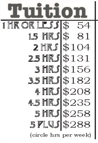 Dancer(s) can try a class the first week of each dance season for free. After August 25th, there is a $10 fee that will go towards your registration fee if you register for classes/season. Drop in classes (like Advanced Jazz) are also $10 per class.