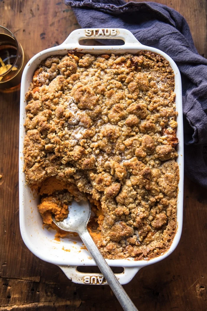 ROSE & IVY Journal Thanksgiving Dessert Ideas cinnamon streusel swirled maple sweet potato casserole