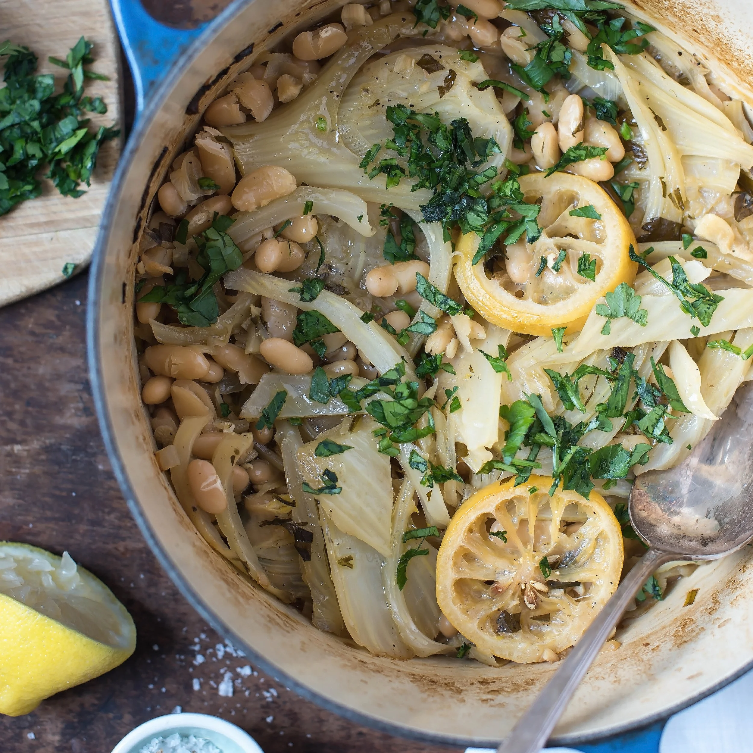Braised Fennel, White Beans and Lemon