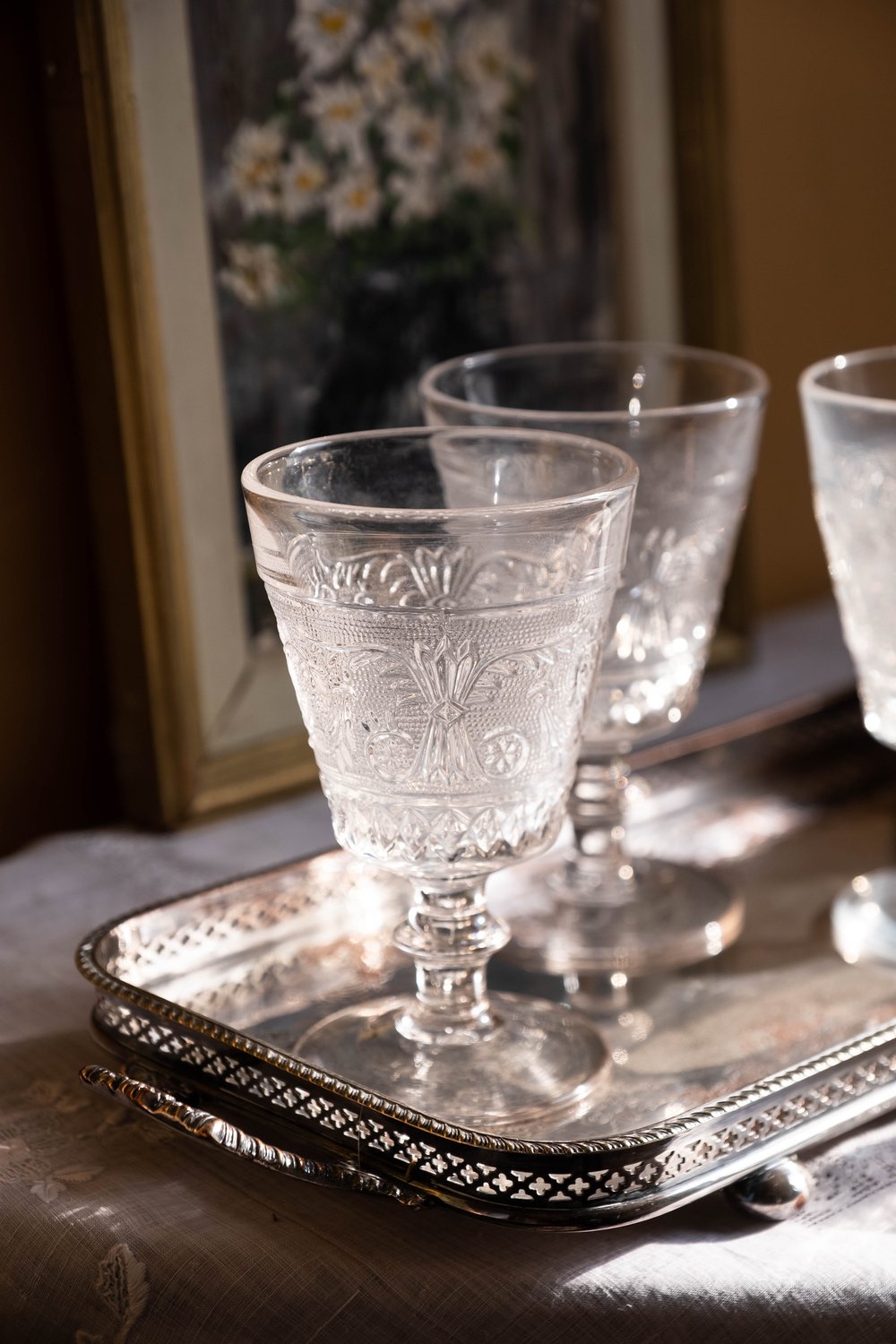 Vintage Textured Goblet Drinking Glass — Rose & Ivy