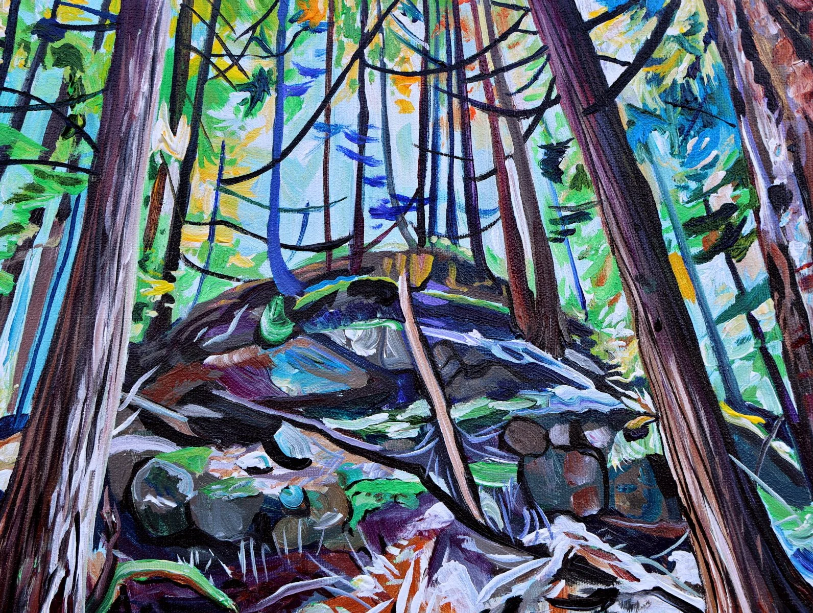 Hillside Forest (2026) 9x12 acrylic on canvas by Taralee Guild (low res).JPG