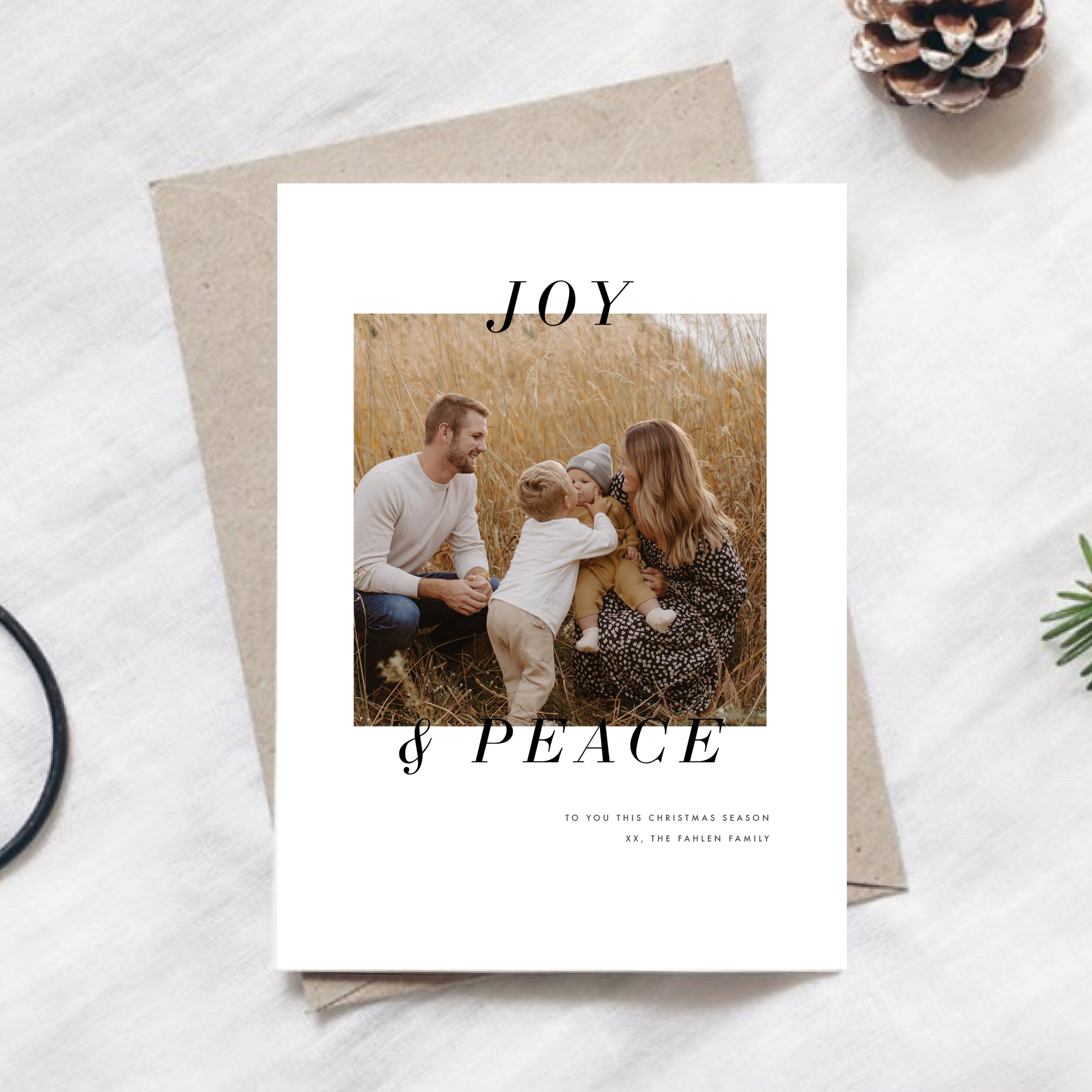 JOY &amp; PEACE | MINIMAL + PRINT READY HOLIDAY CARD