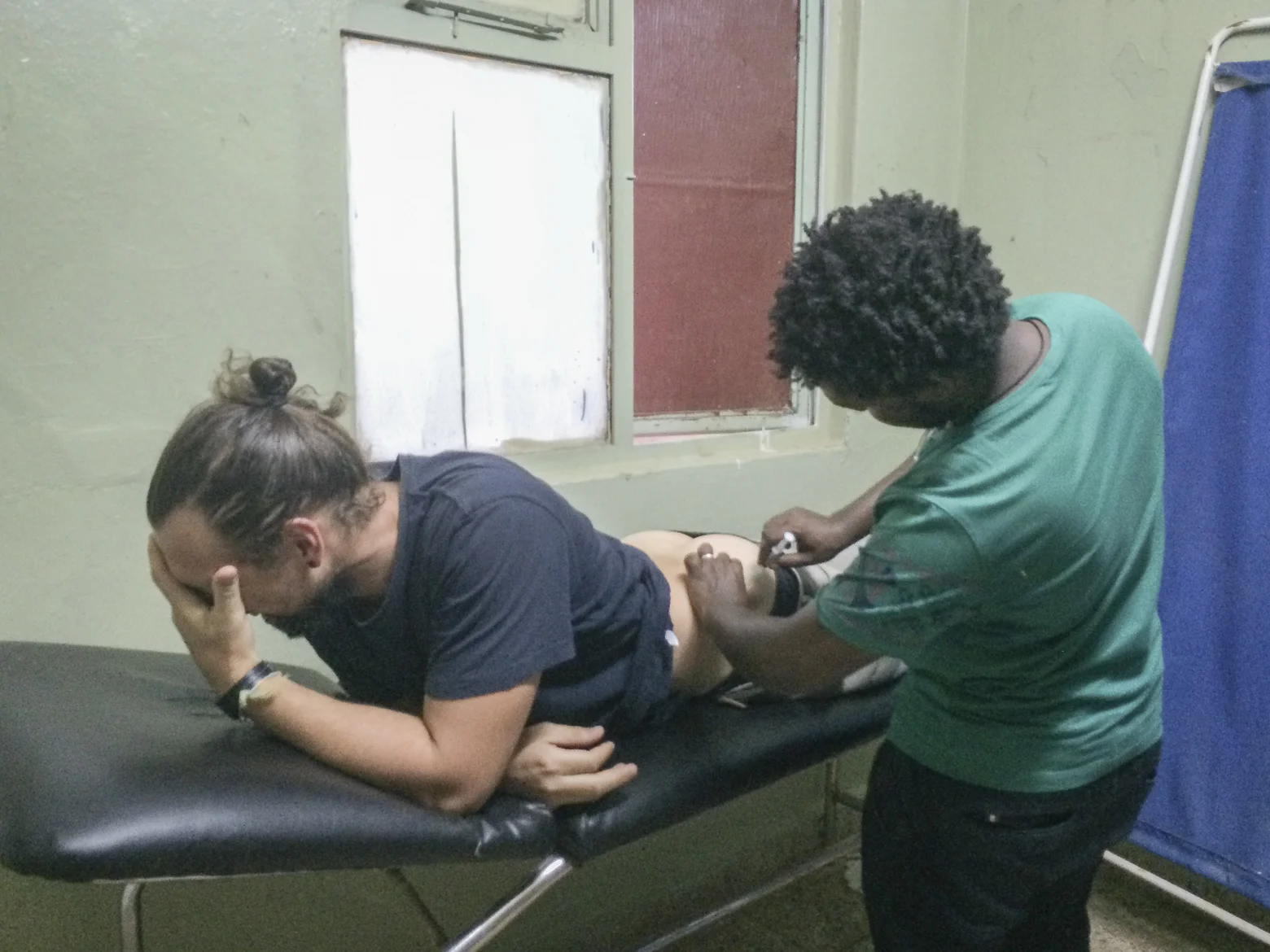 Zlat getting his first shot of what we thought was the HDCV anti-rabies vaccine.