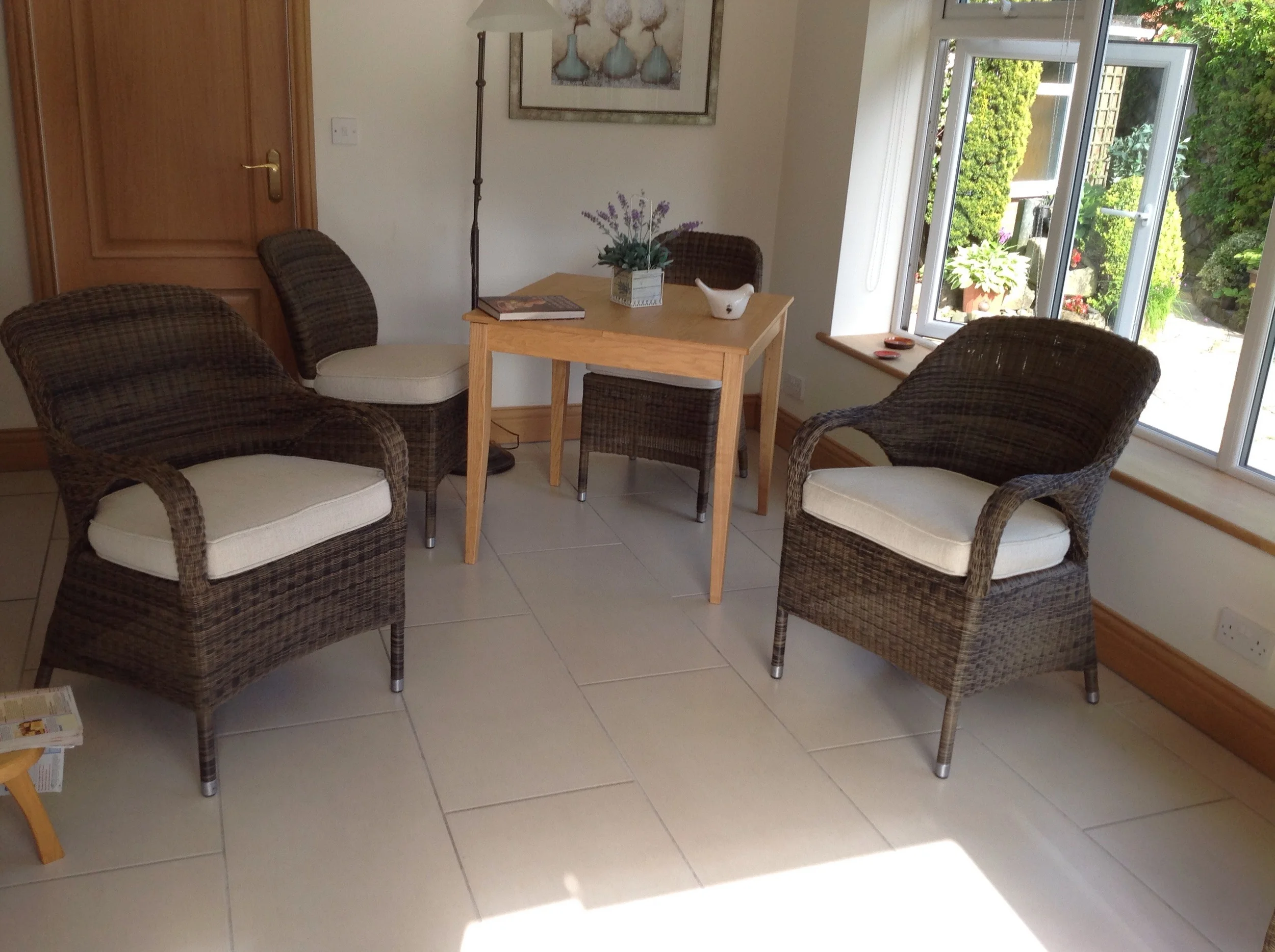 New interior foams, shaped cushions on four of the arm chairs 