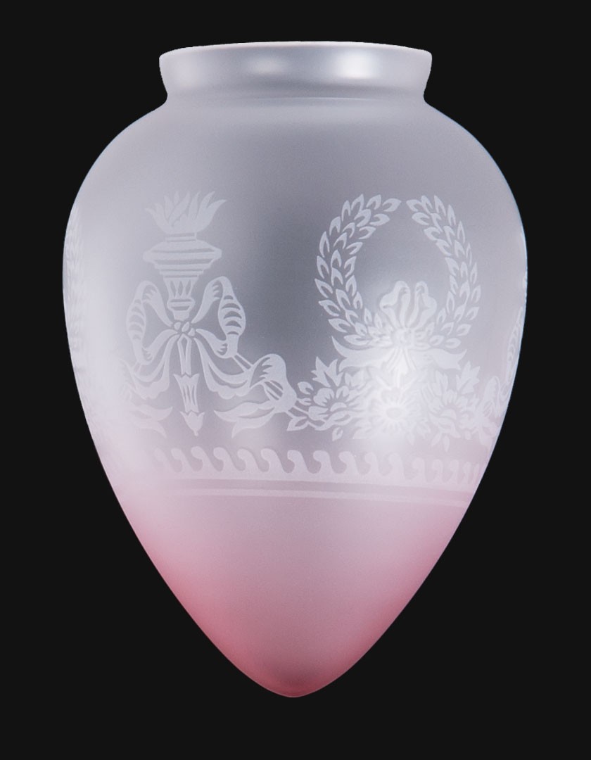 3 1/4" Fitter Flash Cranberry Floral Glass Acorn Shape Lamp Light Globe Shade 