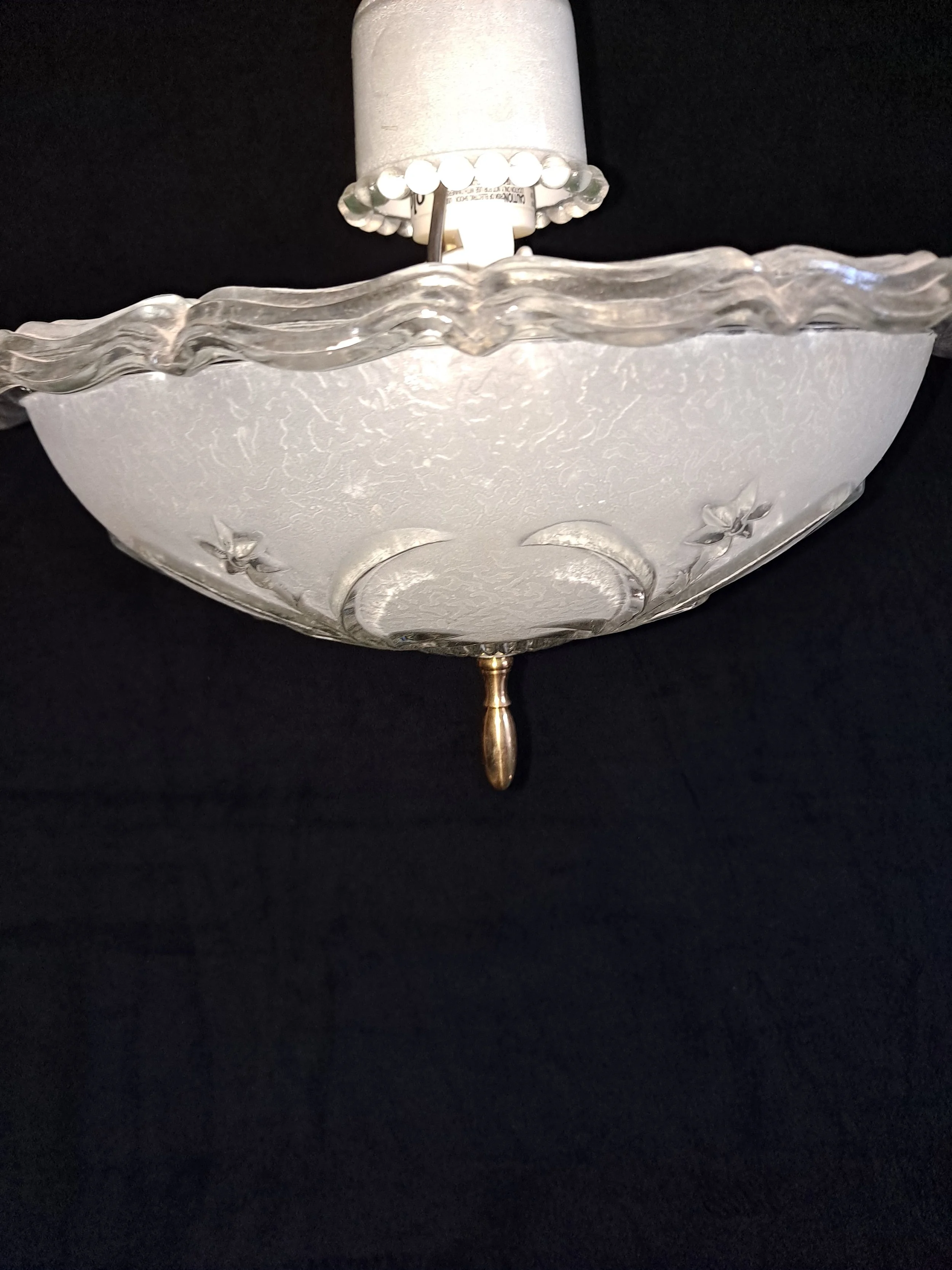 vintage ceiling light , with  frosted glass shade ,