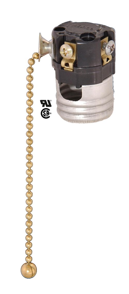 Leviton Brand interior standard base E26 base pull chain socket with 5 inch  chain — The Lamp Shop In Troy