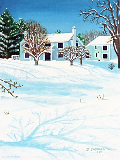 Barb's View with Snow - 14"h x 11"w