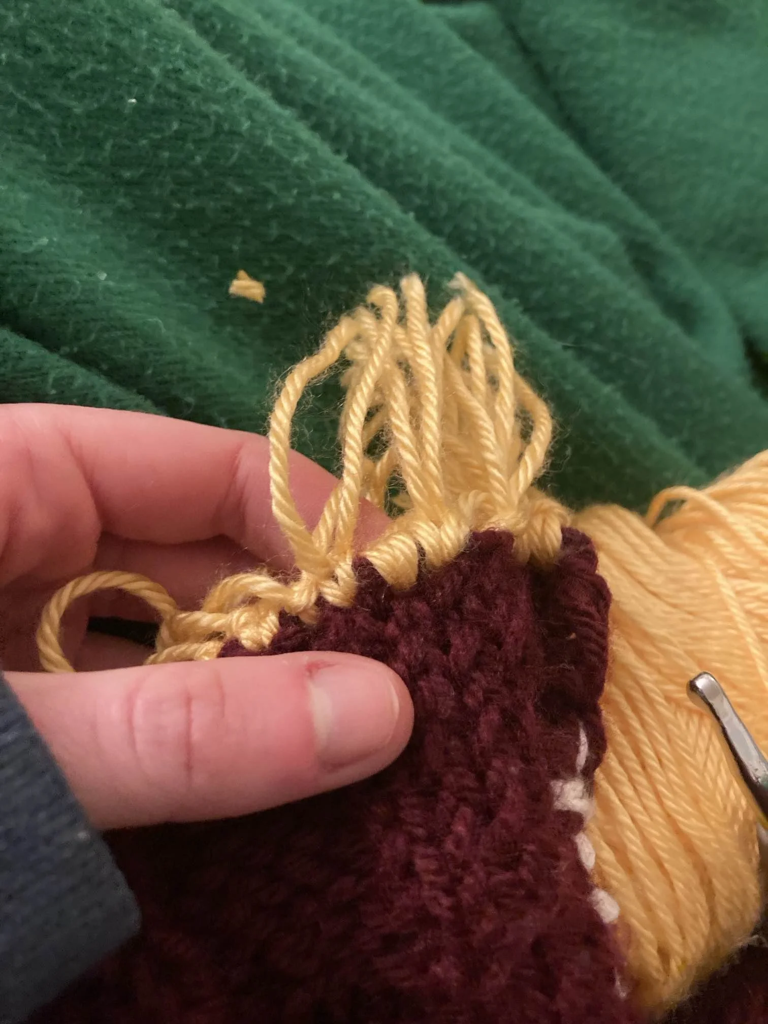 Naomi was crafty and put new fringe on an old scarf.