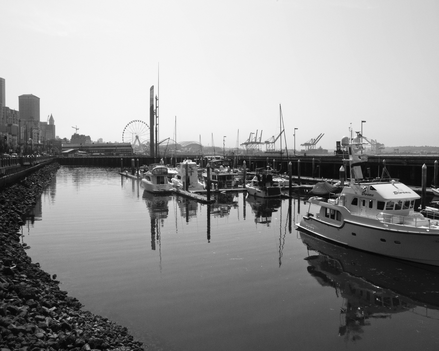 Boats Docked by the Seattle Waterfront