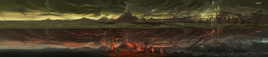 Atlantis before and after destruction