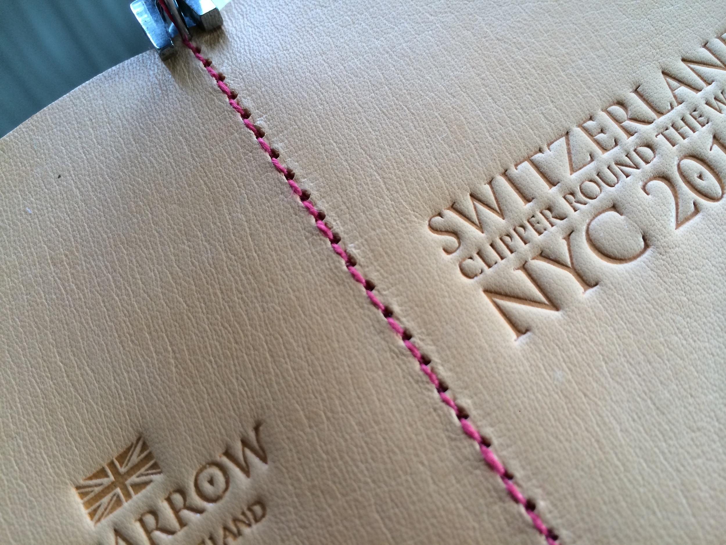 Red stitching appears somewhere on each stitched item ©FizzArrow