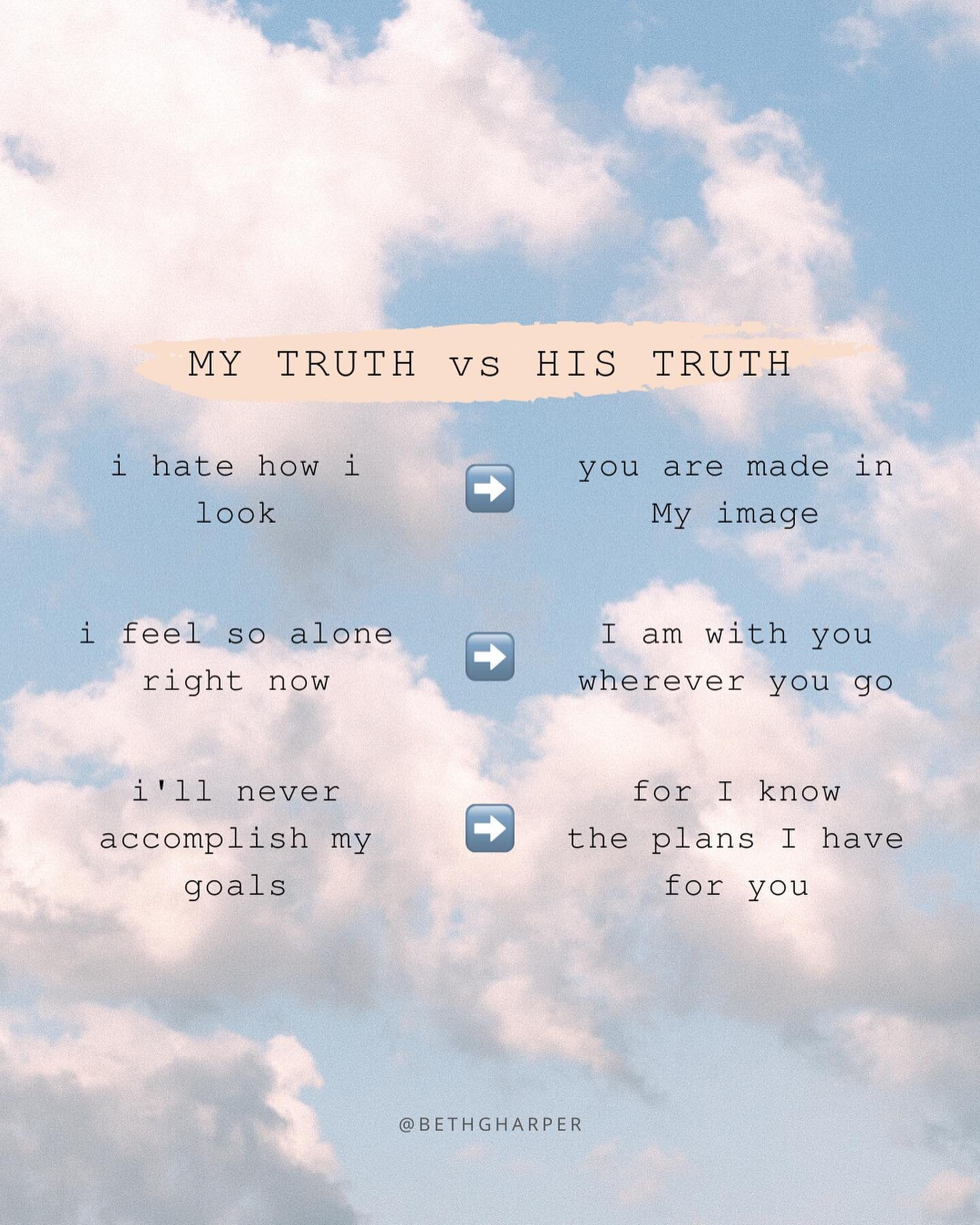 📣 And you will know the truth, and the truth will set you free. - John 8:32
⠀
If you can't stop hearing the voice in your head telling you you're not enough or that you're not worthy. I hope, today, you remember that His truth is our reality. ❤️ #gi