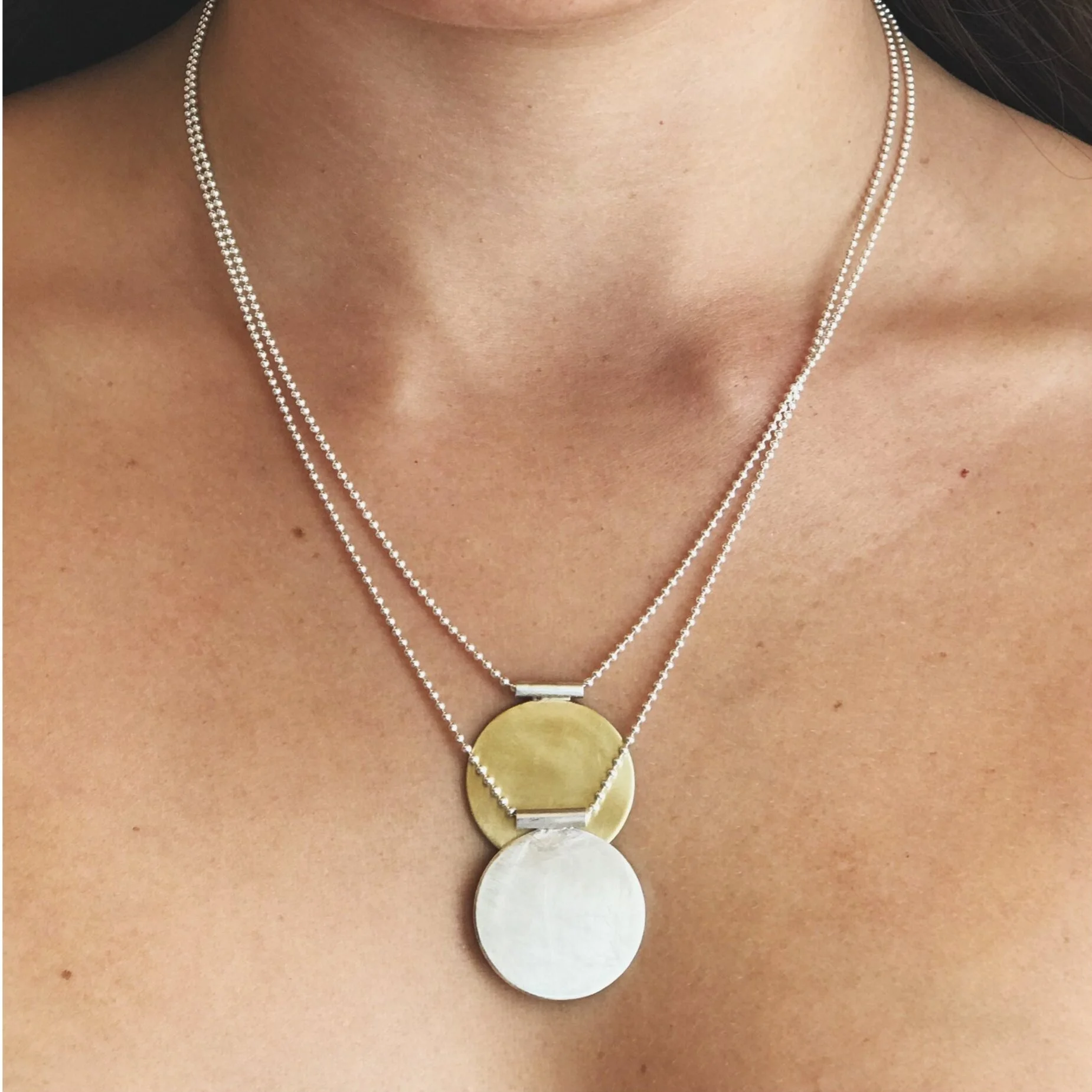 Sun or Moon Disc Necklace — JIKA 